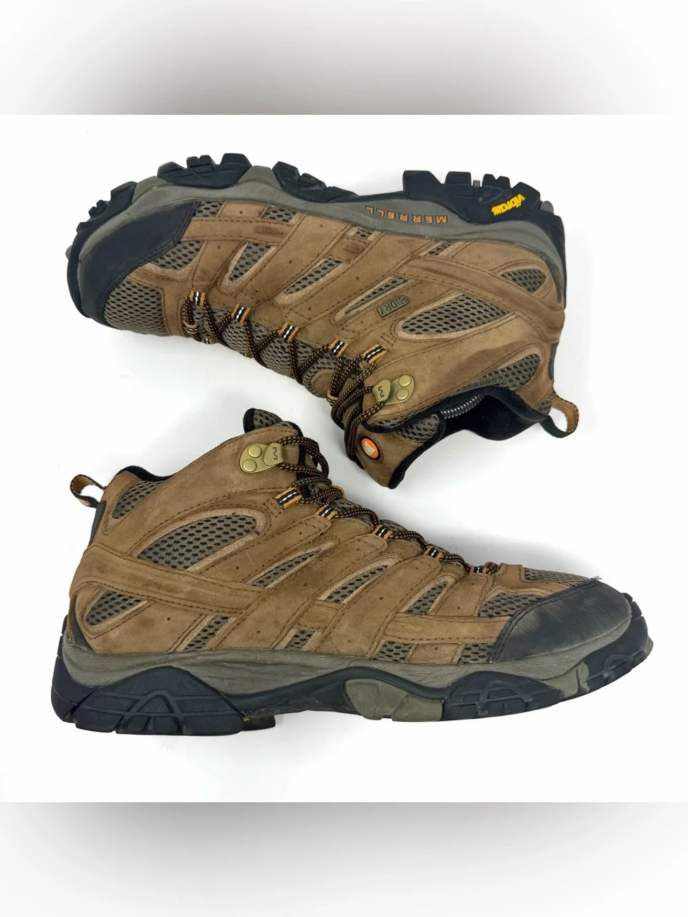 Merrell Men’s Moab 2 Mid Waterproof Hiking Shoes Sz 10.5 Brown Suede Outdoors